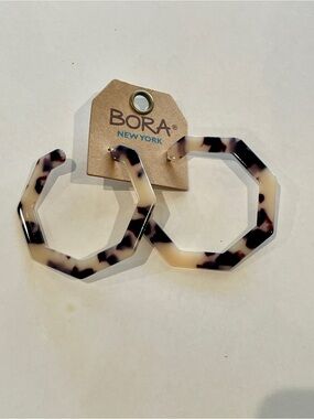Bora New York Tortoiseshell Octagon Hoop Earrings